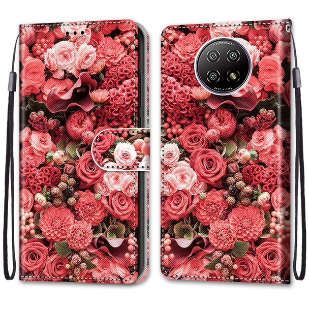 Xiaomi Redmi Note 9T / Note 9 5G Coloured Drawing Cross Texture Horizontal Flip PU Leather Case with Holder & Card Slots & Wallet & Lanyard(Pink Rose Garden)
