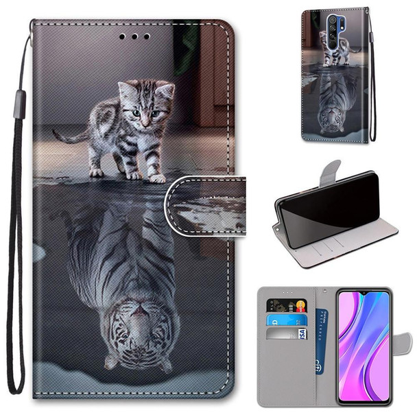 Xiaomi Redmi 9 Coloured Drawing Cross Texture Horizontal Flip PU Leather Case with Holder & Card Slots & Wallet & Lanyard(Cat Becomes Tiger)