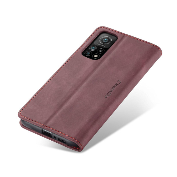 Xiaomi Mi 10T 5G / 10T Pro 5G CaseMe-013 Multifunctional Retro Frosted Horizontal Flip Leather Case with Card Slot & Holder & Wallet(Wine Red)