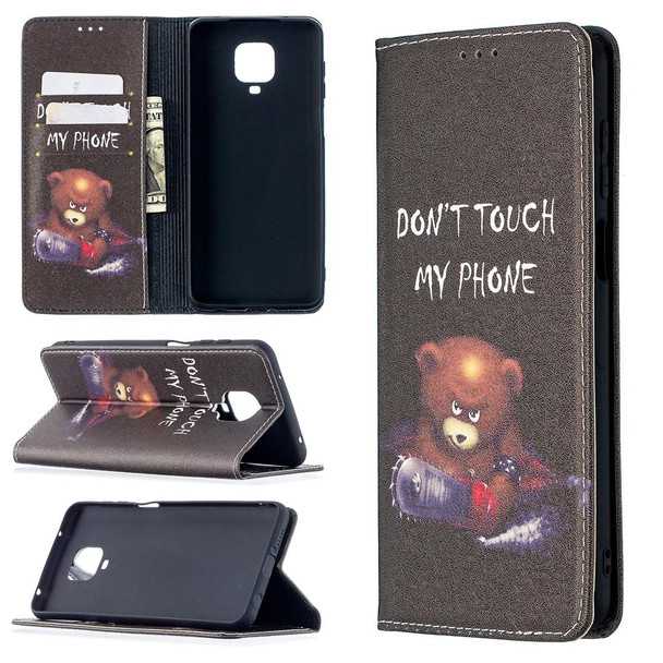 Xiaomi Redmi Note 9 Pro Colored Drawing Pattern Invisible Magnetic Horizontal Flip PU Leather Case with Holder & Card Slots & Wallet(Bear)