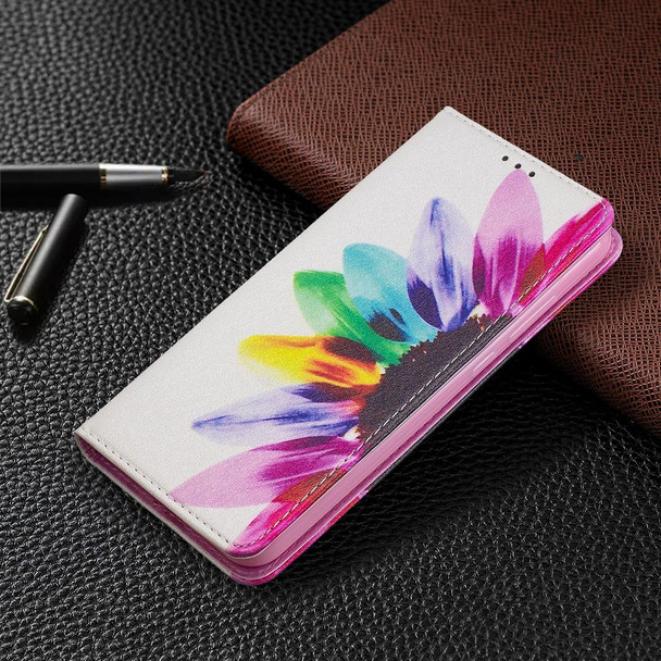 Xiaomi Redmi Note 8T Colored Drawing Pattern Invisible Magnetic Horizontal Flip PU Leather Case with Holder & Card Slots & Wallet(Sunflower)