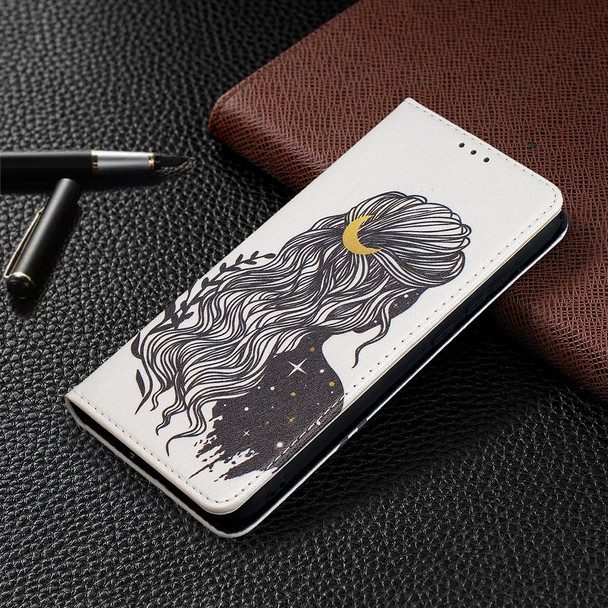 Xiaomi Redmi Note 8T Colored Drawing Pattern Invisible Magnetic Horizontal Flip PU Leather Case with Holder & Card Slots & Wallet(Girl)