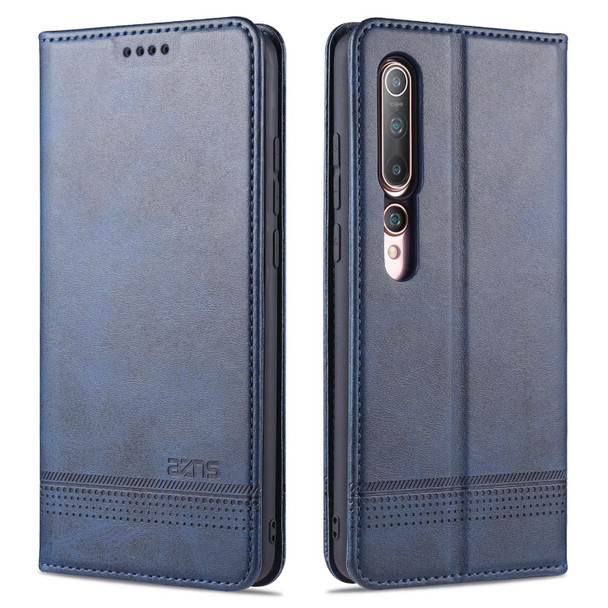 Xiaomi Mi 10 5G / 10 Pro 5G AZNS Magnetic Calf Texture Horizontal Flip Leather Case with Card Slots & Holder & Wallet(Dark Blue)