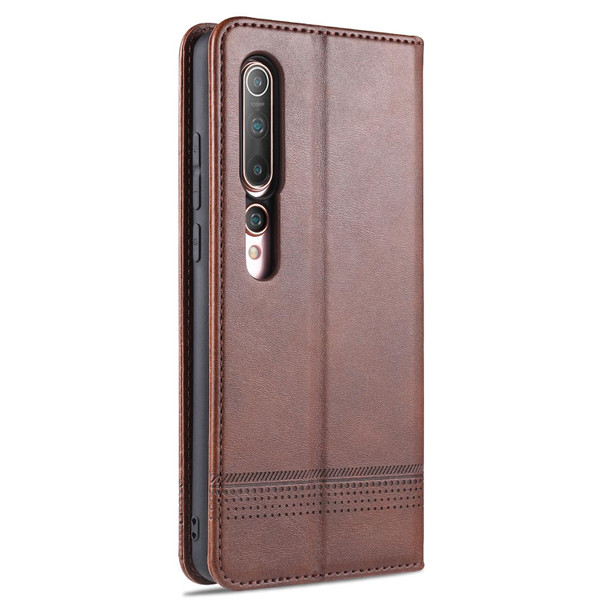 Xiaomi Mi 10 5G / 10 Pro 5G AZNS Magnetic Calf Texture Horizontal Flip Leather Case with Card Slots & Holder & Wallet(Dark Brown)