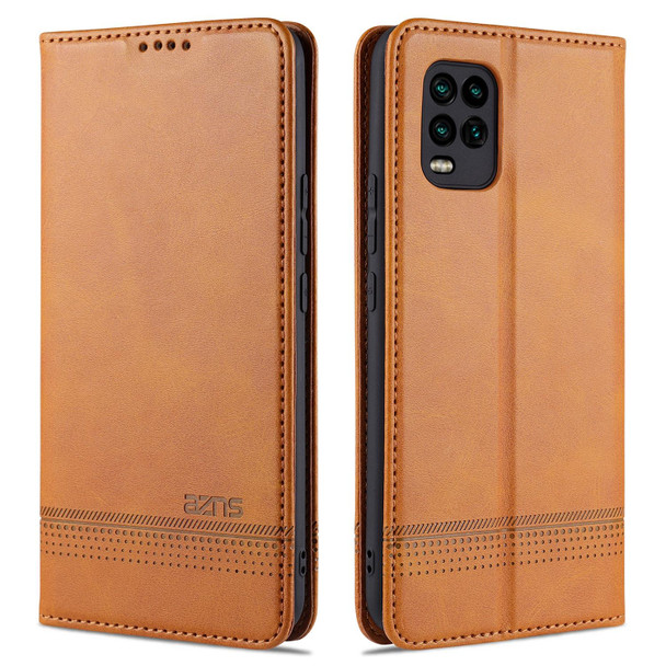 Xiaomi Mi 10 Lite AZNS Magnetic Calf Texture Horizontal Flip Leather Case with Card Slots & Holder & Wallet(Light Brown)