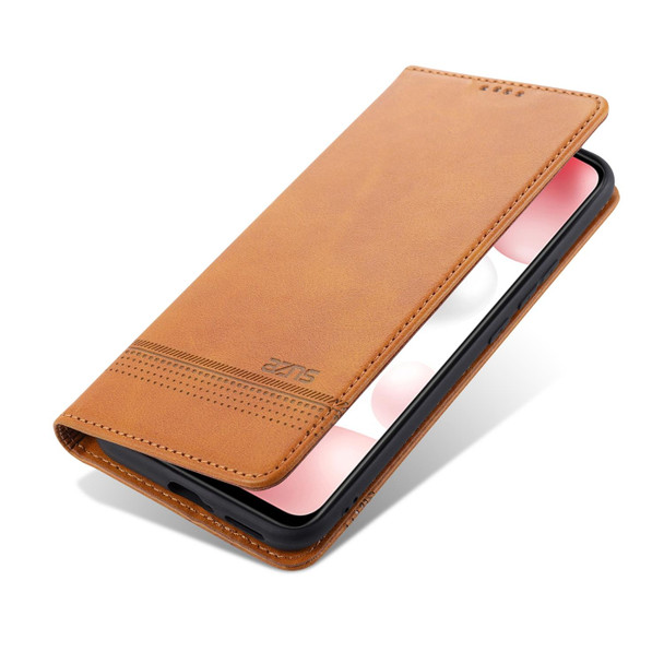 Xiaomi Mi 10 Lite AZNS Magnetic Calf Texture Horizontal Flip Leather Case with Card Slots & Holder & Wallet(Light Brown)