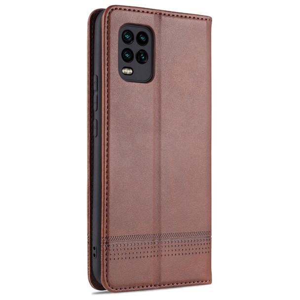 Xiaomi Mi 10 Lite AZNS Magnetic Calf Texture Horizontal Flip Leather Case with Card Slots & Holder & Wallet(Dark Brown)