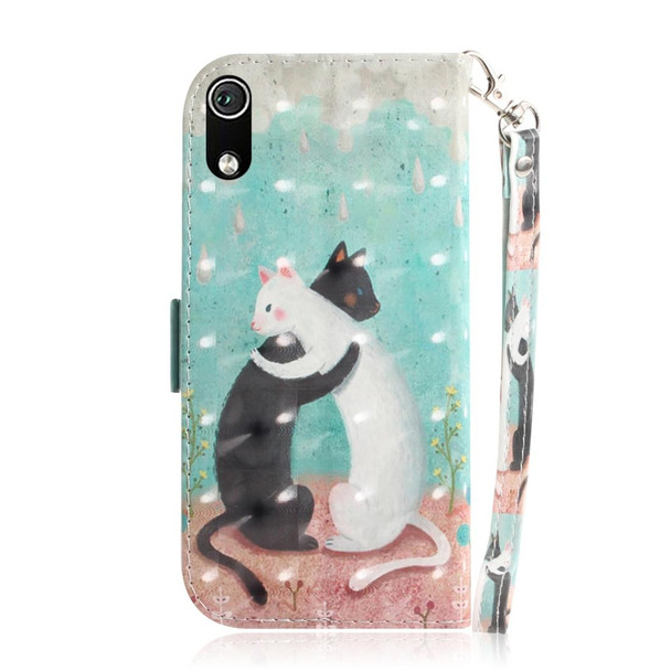 3D Painting  Pattern Coloured Drawing Horizontal Flip Leatherette Case for Xiaomi Redmi 7A, with Holder & Card Slots & Wallet(Black White Cat)
