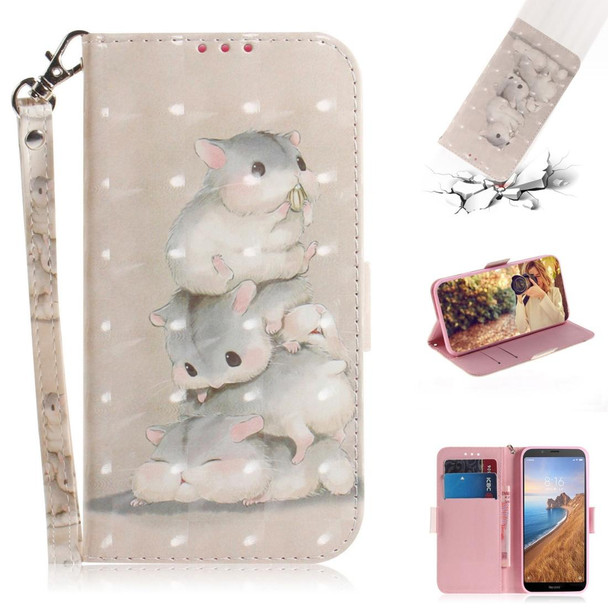 3D Painting  Pattern Coloured Drawing Horizontal Flip Leatherette Case for Xiaomi Redmi 7A, with Holder & Card Slots & Wallet(Three Squirrels)