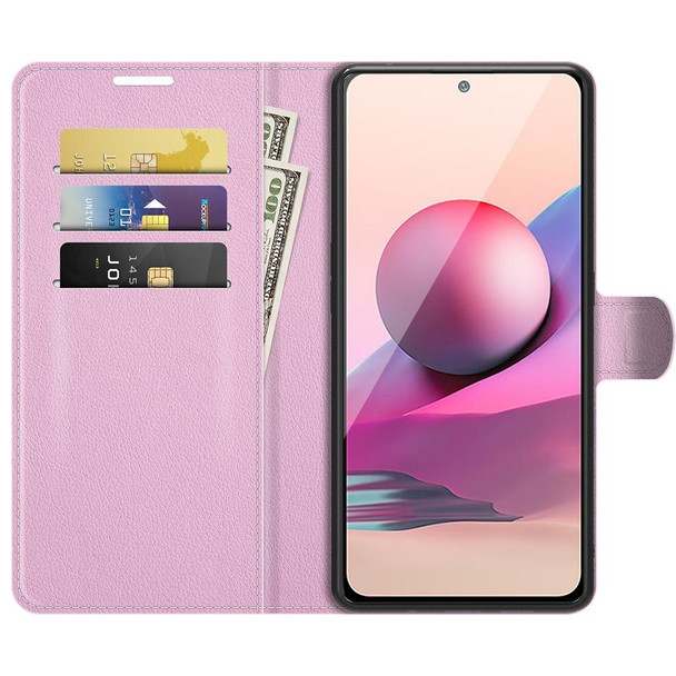 Xiaomi Redmi Note 10 4G / Note 10S Litchi Texture Horizontal Flip Protective Case with Holder & Card Slots & Wallet(Pink)