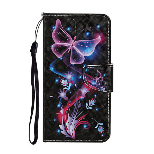 Xiaomi Redmi Note 10 5G Colored Drawing Pattern Flip Leather Case(Fluorescent Butterfly)