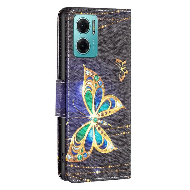 Xiaomi Redmi 10 5G / Note 11E Colored Drawing Leather Phone Case(Big Butterfly)