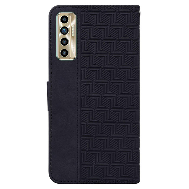 Tecno Camon 17P Geometric Embossed Leather Phone Case(Black)