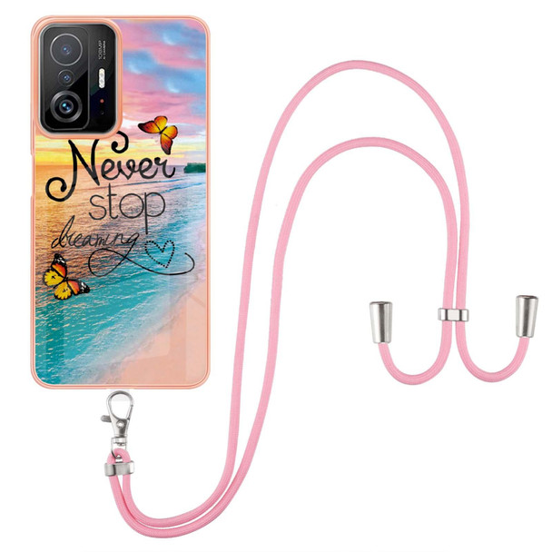 Xiaomi Redmi 10 Electroplating IMD TPU Phone Case with Lanyard(Dream Butterfly)