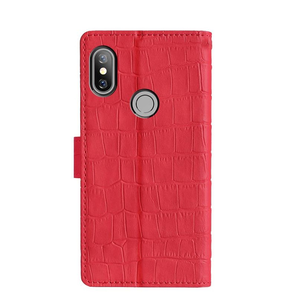 Xiaomi Redmi Note 6 Skin Feel Crocodile Texture Magnetic Clasp Horizontal Flip PU Leather Case with Holder & Card Slots & Wallet(Red)