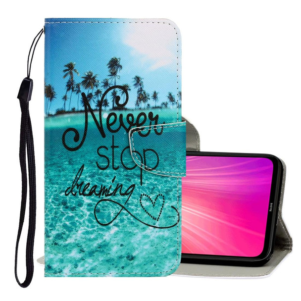 Xiaomi Redmi Note 8 3D Colored Drawing Horizontal Flip PU Leather Case with Holder & Card Slots & Wallet(Blue Coconut Grove)