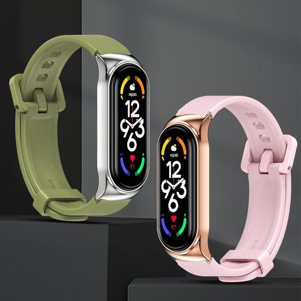 Xiaomi Mi Band 7 / 7 NFC MIJOBS CS Metal Case + Silicone Watch Band(White Silver)