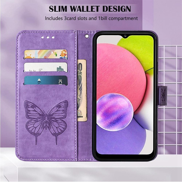 Tecno Pova Neo Embossed Butterfly Leather Phone Case(Light Purple)