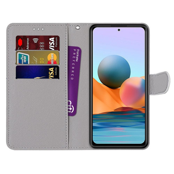 Xiaomi Redmi Note 10 Pro Max / Note 10 Pro Coloured Drawing Cross Texture Horizontal Flip PU Leather Case with Holder & Card Slots & Wallet & Lanyard(Purple Green Starry Sky)