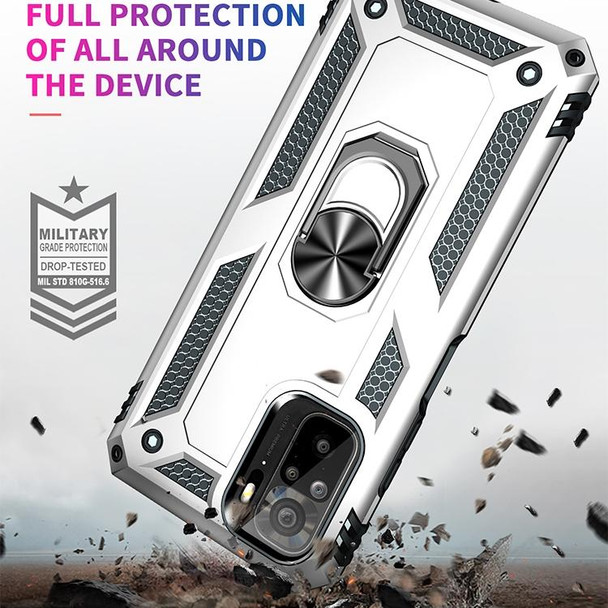 Xiaomi Redmi Note 10 / Note 10s Shockproof TPU + PC Protective Case with 360 Degree Rotating Holder(Silver)