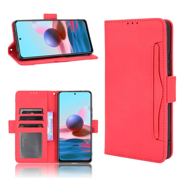 Xiaomi Redmi Note 10 Pro / Note 10 Pro Max Skin Feel Calf Pattern Horizontal Flip Leather Case with Holder & Card Slots & Photo Frame(Red)