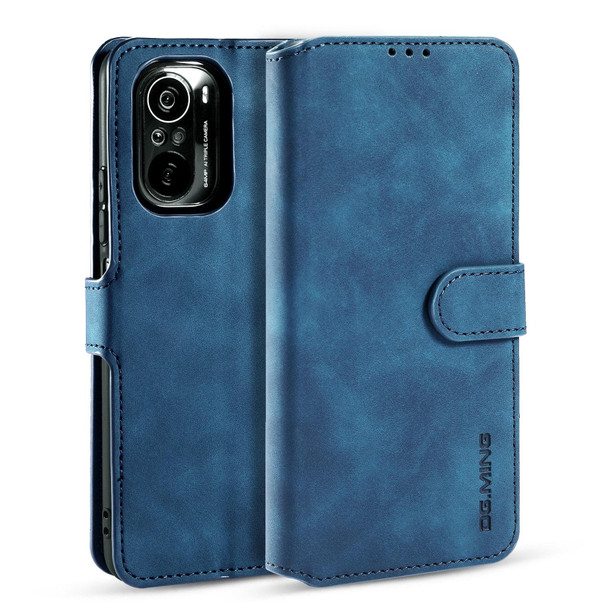 Xiaomi Redmi K40 DG.MING Retro Oil Side Horizontal Flip Leather Case with Holder & Card Slots & Wallet(Blue)