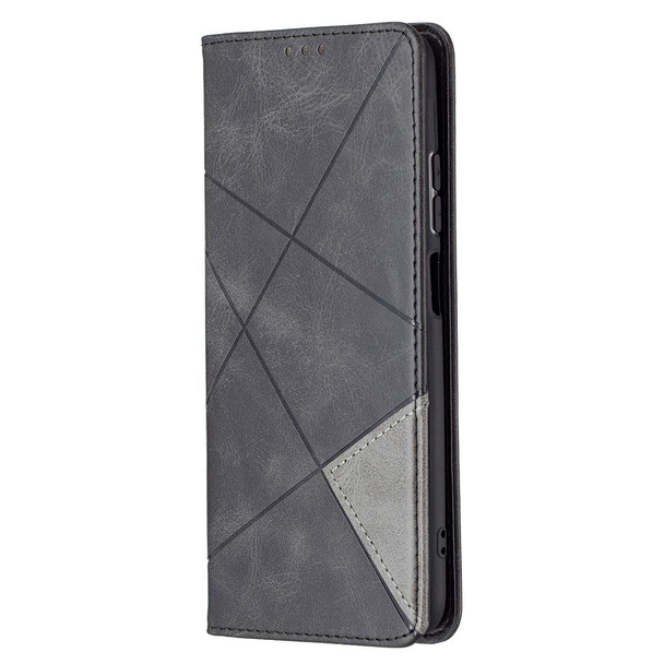 Xiaomi Redmi Note 10 4G / Note 10s Rhombus Texture Horizontal Flip Magnetic Leather Case with Holder & Card Slots(Black)