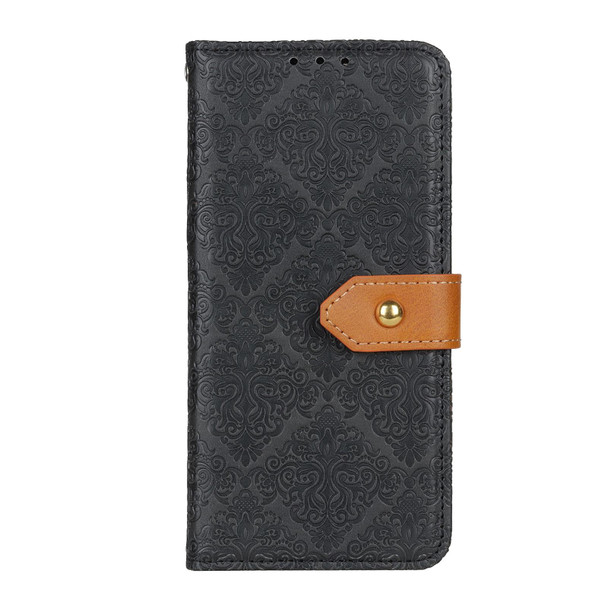 Xiaomi Redmi Note 10 4G / Note 10S European Floral Embossed Copper Buckle Horizontal Flip PU Leather Case with Holder & Card Slots & Wallet & Photo Frame(Black)