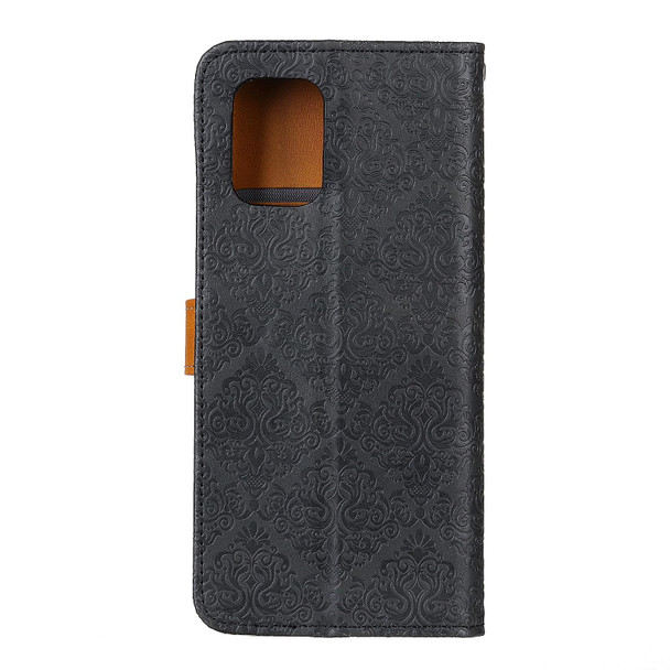 Xiaomi Redmi Note 10 4G / Note 10S European Floral Embossed Copper Buckle Horizontal Flip PU Leather Case with Holder & Card Slots & Wallet & Photo Frame(Black)