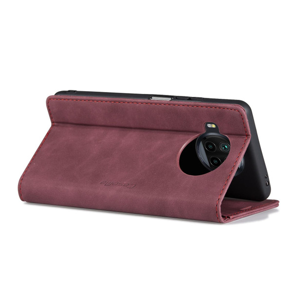 Xiaomi Mi 10T Lite 5G CaseMe-013 Multifunctional Retro Frosted Horizontal Flip Leather Case with Card Slot & Holder & Wallet(Wine Red)