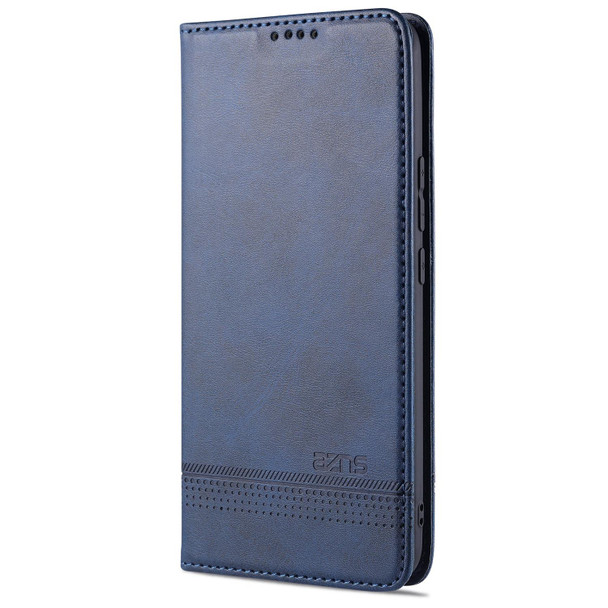 Xiaomi Mi 10 Lite AZNS Magnetic Calf Texture Horizontal Flip Leather Case with Card Slots & Holder & Wallet(Dark Blue)