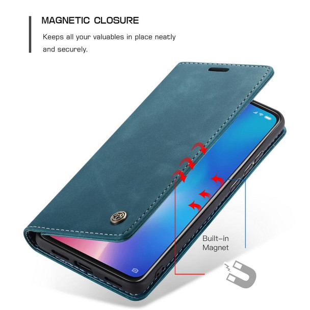 CaseMe-013 Multi-functional Retro Frosted Horizontal Flip Leatherette Case with Card Slot & Holder & Wallet - Xiaomi Mi 9(Blue)