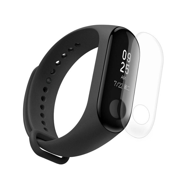 2 in 1 Silicone Watch Band with TPU Screen Film for Xiaomi Mi Band 3(Black)