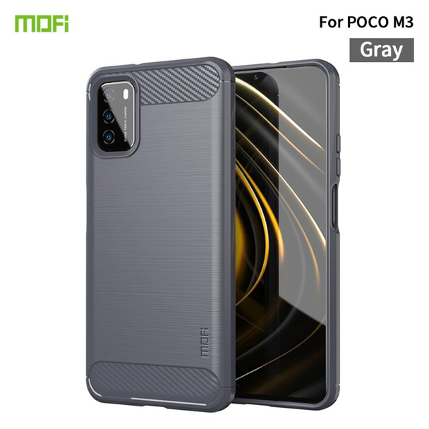 Xiaomi Poco M3 / Redmi 9T MOFI Gentleness Series Brushed Texture Carbon Fiber Soft TPU Case(Grey)