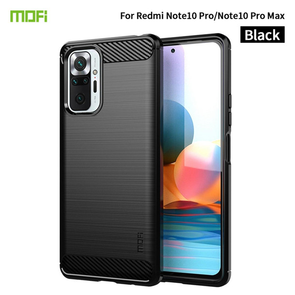 Xiaomi Redmi Note 10 Pro / Note 10 Pro Max MOFI Gentleness Series Brushed Texture Carbon Fiber Soft TPU Case(Black)