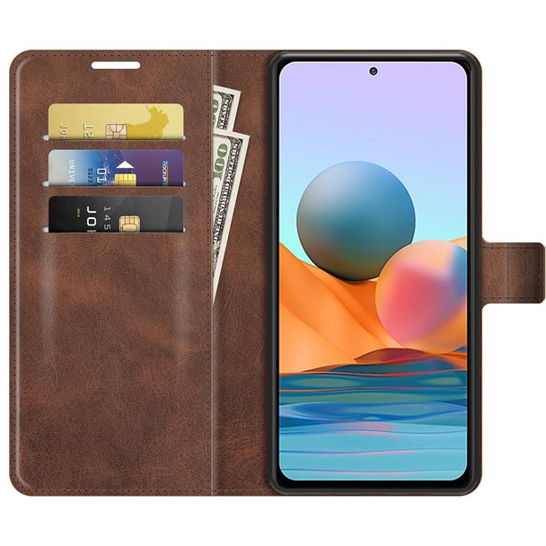 Xiaomi Redmi Note 10 Pro Retro Calf Pattern Buckle Horizontal Flip Leather Case with Holder & Card Slots & Wallet(Dark Brown)