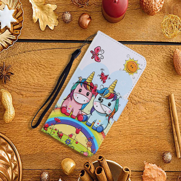 Xiaomi Redmi Note 9 Pro / 9 Pro Max / 9s Coloured Drawing Pattern Horizontal Flip PU Leather Case with Holder & Card Slots & Wallet & Lanyard(Couple Unicorn)