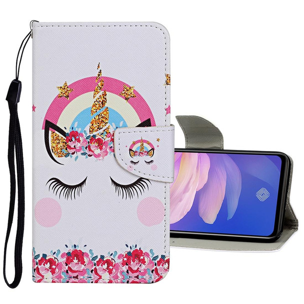 Vivo Y19 Colored Drawing Pattern Horizontal Flip Leather Case with Holder & Card Slots & Wallet(Crown Unicorn)