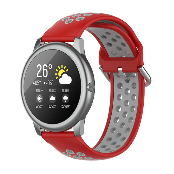 Xiaomi Haylou Solar LS05 Two-tone Silicone Watch Band, Size: 22mm(Red Gray)