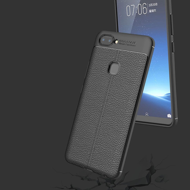 Vivo X20 Litchi Texture Full Coverage TPU Protective Back Cover Case (Grey)