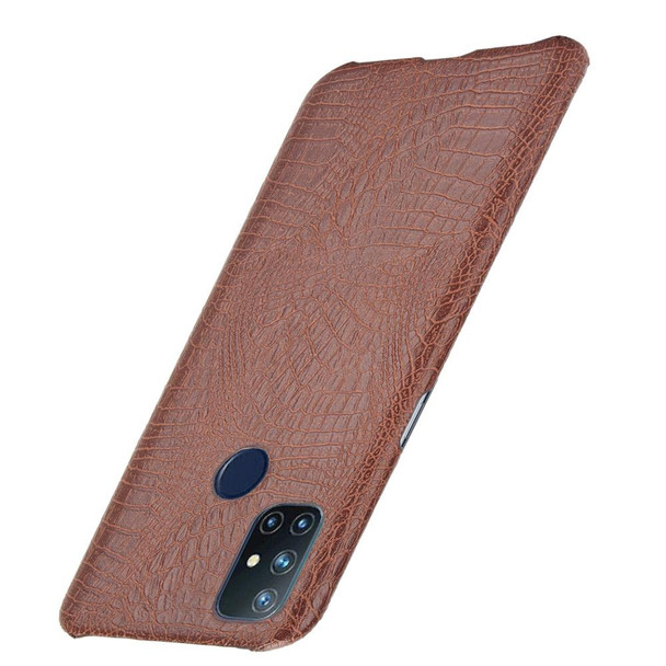 OnePlus Nord N10 Shockproof Crocodile Texture PC + PU Case(Brown)