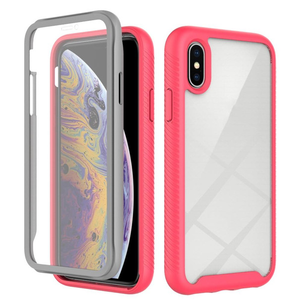 Starry Sky Solid Color Series Shockproof PC + TPU Case with PET Film - iPhone XS / X(Rose Red)