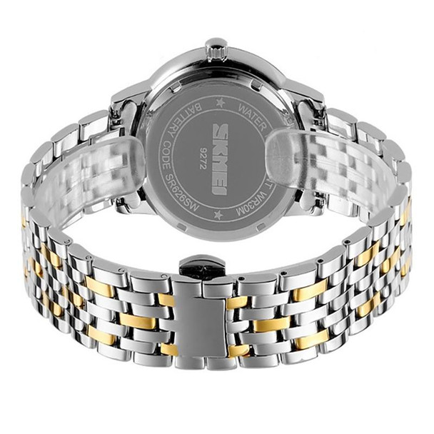 SKMEI 9272 Stainless Steel Buckle Strap Waterproof Quartz Watch Women(Gold and Silver)