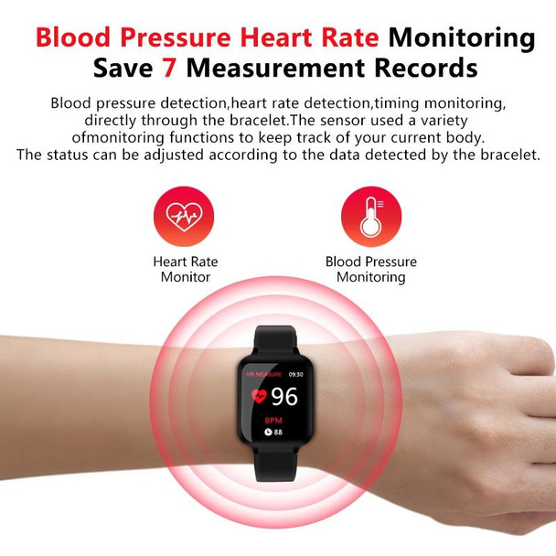 B57 1.3 inch IPS Color Screen Smart Watch IP67 Waterproof,Support Message Reminder / Heart Rate Monitor / Sedentary Reminder / Blood Pressure Monitoring/ Sleeping Monitoring(Black)