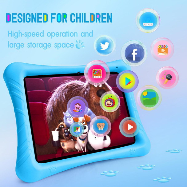 Qunyico Y10 Kids Tablet PC, 10.1 inch, 2GB+32GB, Android 10 Allwinner A100 Quad Core CPU, Support 2.4G WiFi / Bluetooth, Global Version with Google Play, US Plug (Blue)