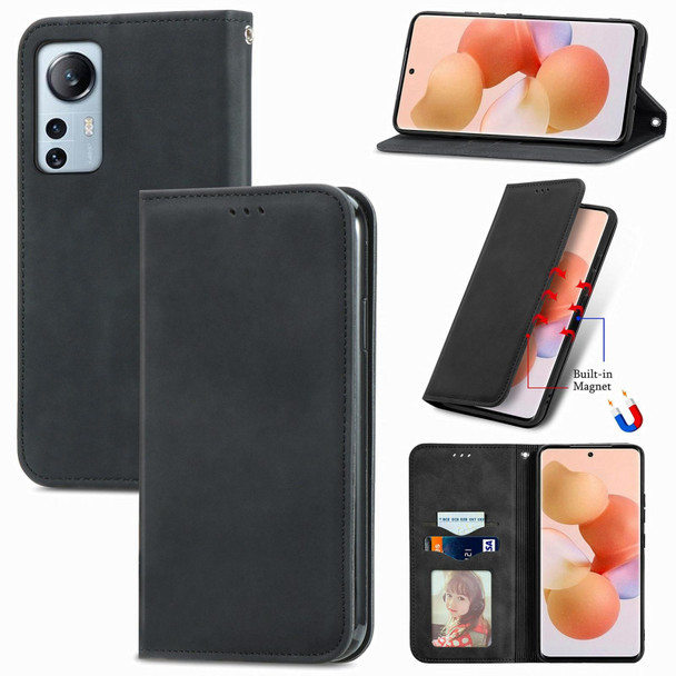 Xiaomi 12 Lite Retro Skin Feel Magnetic Leather Phone Case(Black)