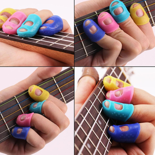 10 PCS Guitar Ukulele Stringed Instrument Finger Protector Anti-pain Finger Cap in Random Color Delivery(Size: S)