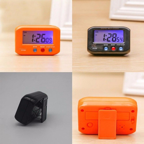 Portable Pocket Sized Digital Electronic Travel Alarm Clock Automotive Electronic Luminous Stopwatch LCD Clock(Black)