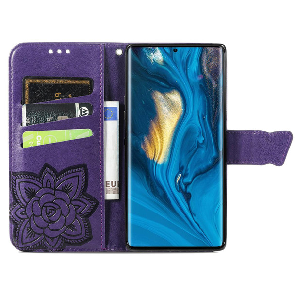 ZTE Nubia Z30 Pro Butterfly Love Flower Embossed Horizontal Flip Leather Case with Holder & Card Slots & Wallet & Lanyard(Dark Purple)