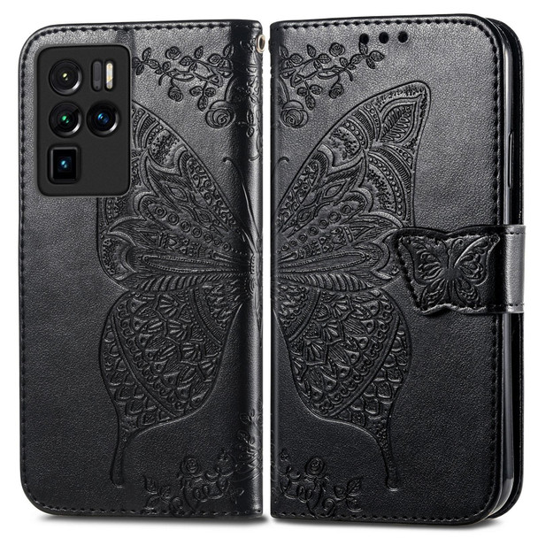 ZTE Nubia Z30 Pro Butterfly Love Flower Embossed Horizontal Flip Leather Case with Holder & Card Slots & Wallet & Lanyard(Black)